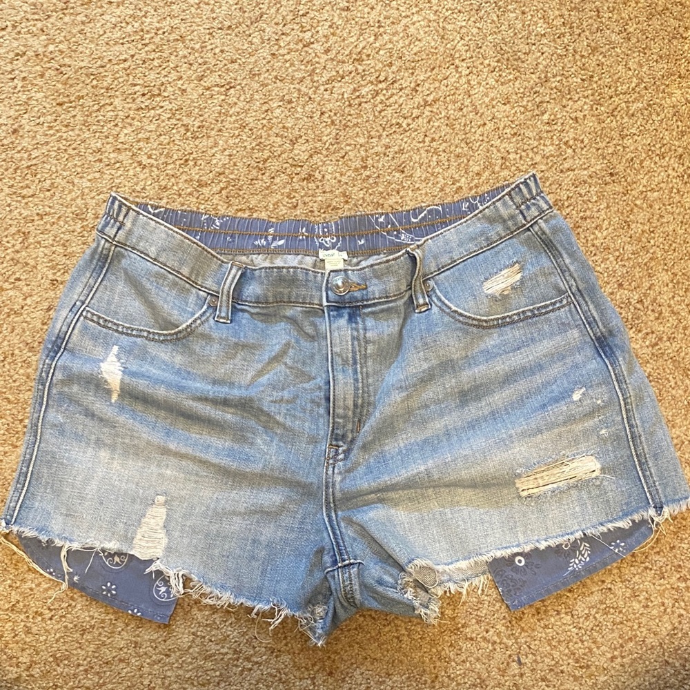 Aerie Blue Distressed Jean Shorts